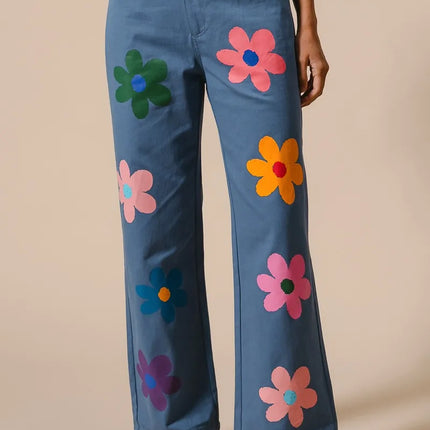 BiBi Flower Print Straight Legs Pants - Image 2