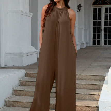 Double Take Full Size Tie Back Cutout Sleeveless Jumpsuit - Image 5