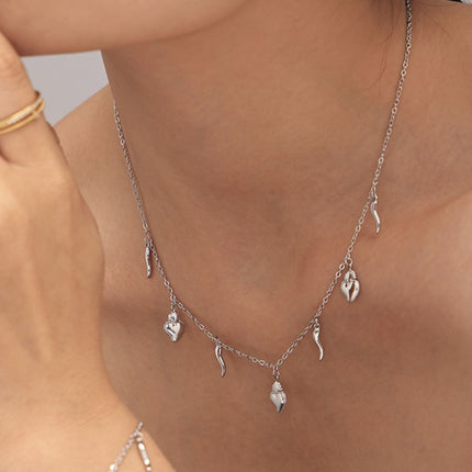 Stainless Steel Heart Charm Bracelet and Necklace Set - Image 1