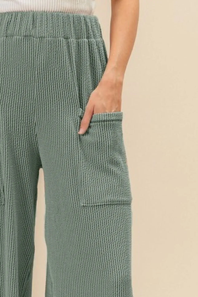 BiBi 2tone Cord Rib Waist Band Side Pocket Pants