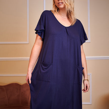 Plus Size Round Neck Short Sleeve Lounge Dress - Image 10