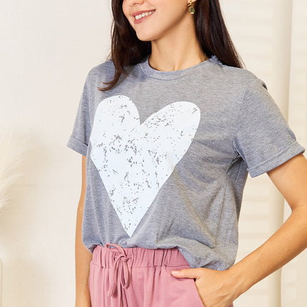 Simply Love Heart Graphic Cuffed Short Sleeve T-Shirt - Image 6