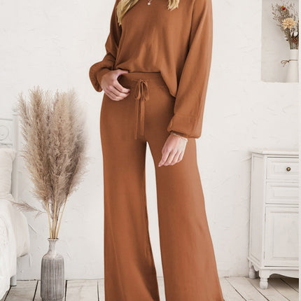 Long Sleeve Lounge Top and Drawstring Pants Set - Image 13