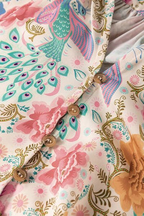 Printed Notched Lantern Sleeve Dress - Image 6