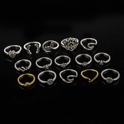 Alloy Multi Shapes 15-Piece Ring Set - Image 3