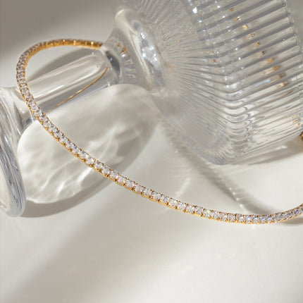 Stainless Steel Inlaid Zircon Necklace - Image 4