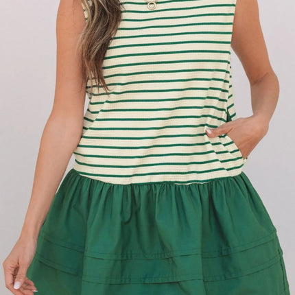 Stripe Woven Sleeveless Mini Dress - Image 5