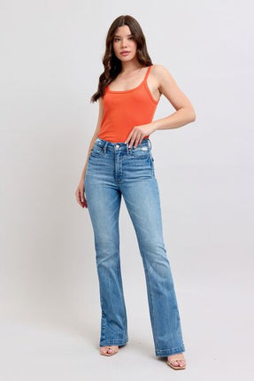 Judy Blue HW Tummy Control Vintage Wash Side Slit Slim Boot Jeans - Image 6