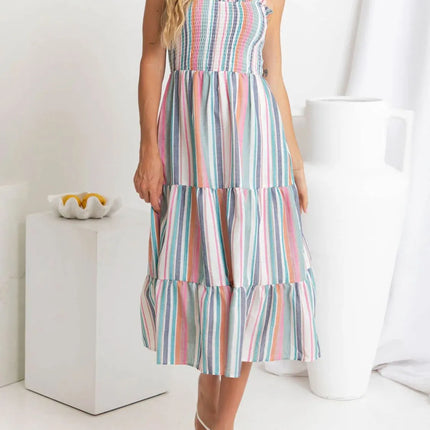 Contrast Striped Square Neck Cami Dress - Image 3