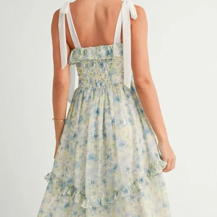 MABLE Floral Printed Shoulder Strap Midi Dress - Image 11