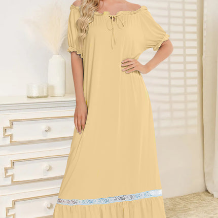 Lace Detail Short Sleeve Lounge Dress - Image 19