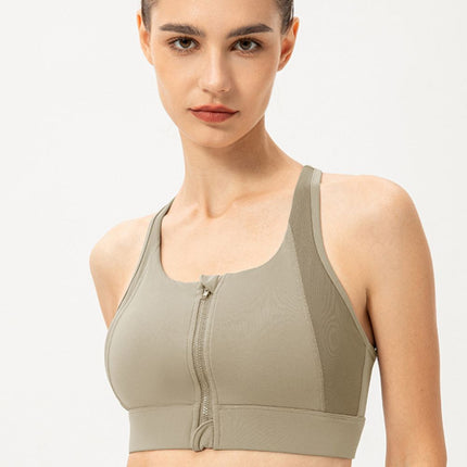 Zip-Up Round Neck Sports Bra - Image 7