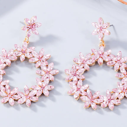 Rhinestone Flower Dangle Earrings - Image 12