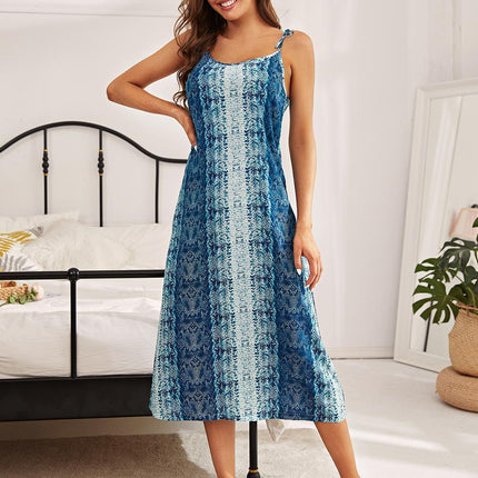 Printed Tie Shoulder Midi Night Dress - Image 3