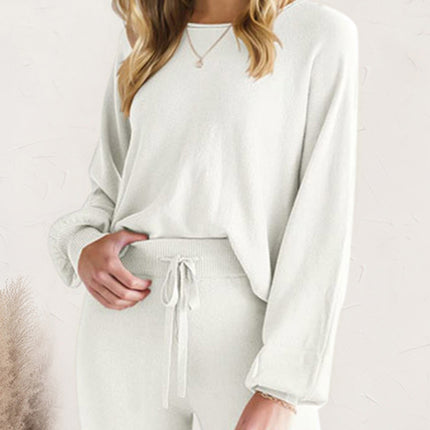 Long Sleeve Lounge Top and Drawstring Pants Set - Image 24