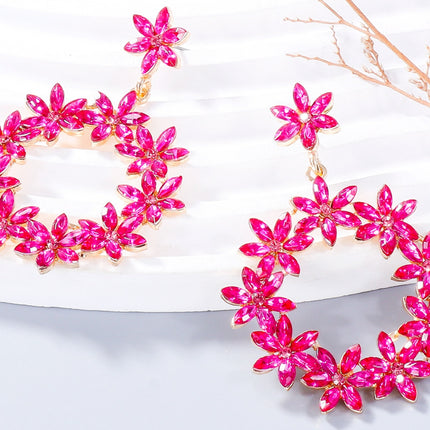 Rhinestone Flower Dangle Earrings - Image 9