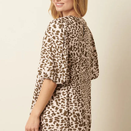 Mittoshop Animal Print Puff Sleeve Mini Dress - Image 4