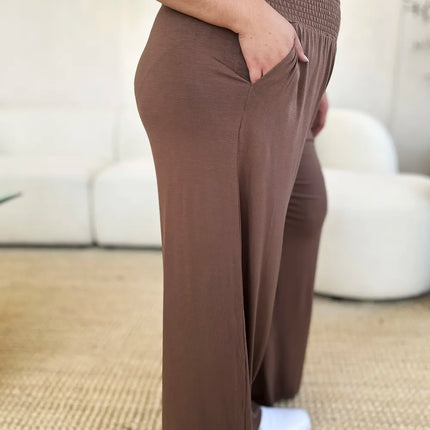 Basic Bae Full Size Smocked Wide Waistband Wide Leg Pants - Image 11