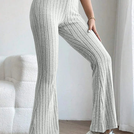 Basic Bae Full Size Ribbed High Waist Flare Pants - Image 25