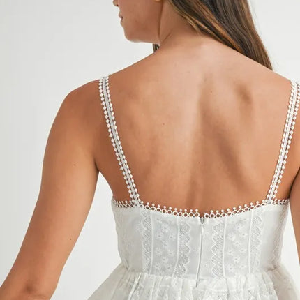 MABLE Eyelet Lace Babydoll Mini Cami Dress - Image 8
