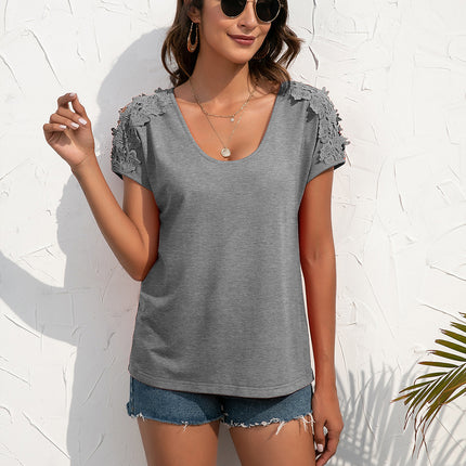 Ivy Lane Spliced Lace Cold-Shoulder Blouse - Image 1