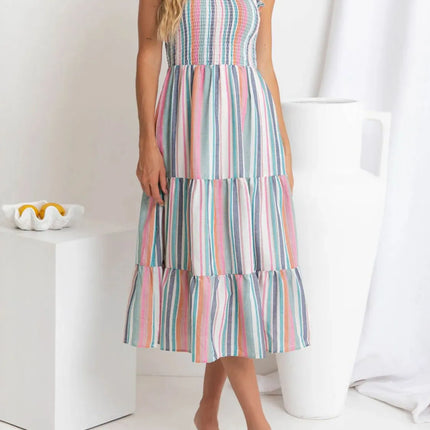 Contrast Striped Square Neck Cami Dress - Image 1