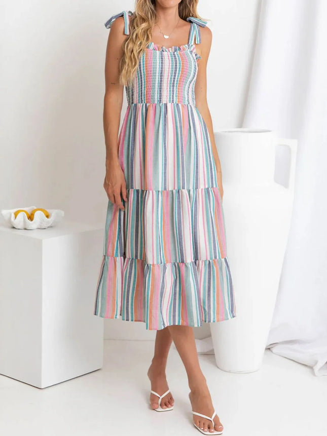 Contrast Striped Square Neck Cami Dress