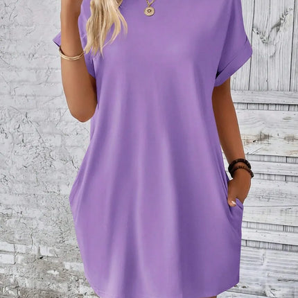 Round Neck Short Sleeve Mini Dress - Image 17