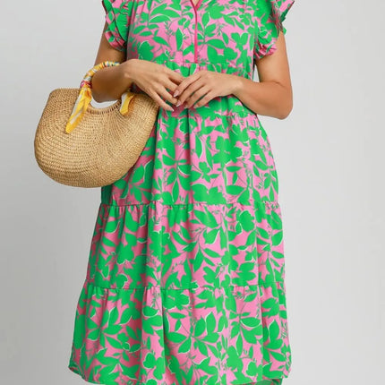 Umgee Full Size Floral Collared Ruffle Cap Sleeve Midi Dress Plus Size - Image 2