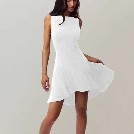 High-Low Round Neck Sleeveless Dress - Image 5