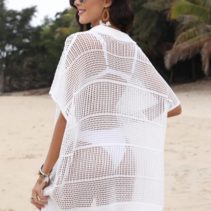 Hollow Out Collared Neck Cover-Up - Image 4