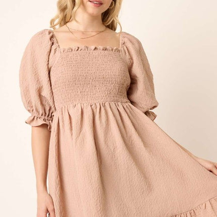 Mittoshop Smocked Ruffled Hem Half Sleeve Mini Dress - Image 4