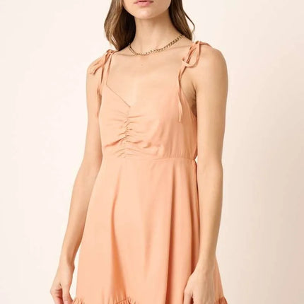 Mittoshop Ruched Detail Spaghetti Tie Mini Dress - Image 2