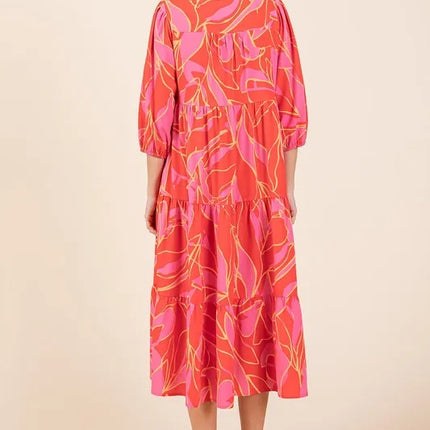 Mittoshop Tiered Printed Collared Neck Midi Dress - Image 2