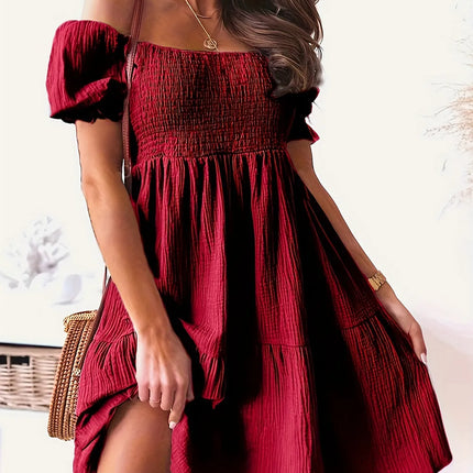 Full Size Ruffled Off-Shoulder Short Sleeve Dress - Image 14