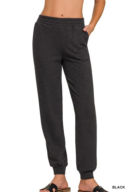 Zenana Cotton Slub Jogger Pants