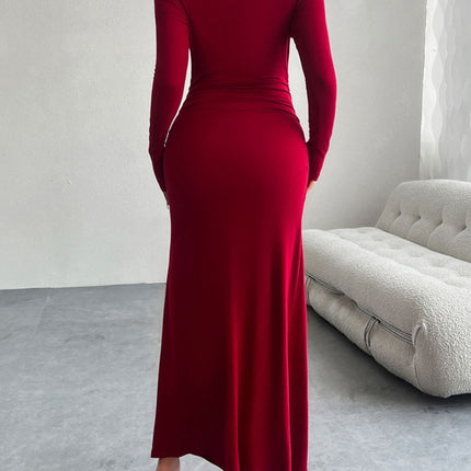 Devine Ruched Long Sleeve Maxi Dress - Image 2