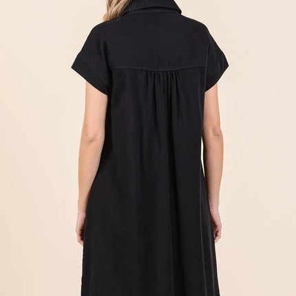 Mittoshop Twill Short Sleeve Collared Mini Dress - Image 5