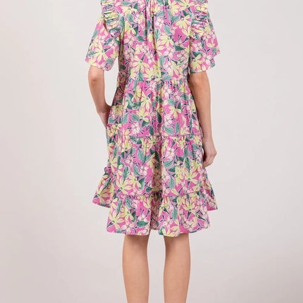 SAGE + FIG Floral Ruffle Short Sleeve Dress - Image 4