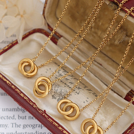 18K Gold-Plated Titanium Steel Hoop Pendant Necklace - Image 3