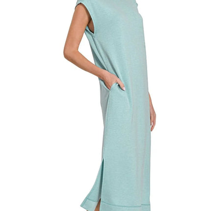 Zenana French Terry Sleeveless Round Neck Midi Dress - Image 2