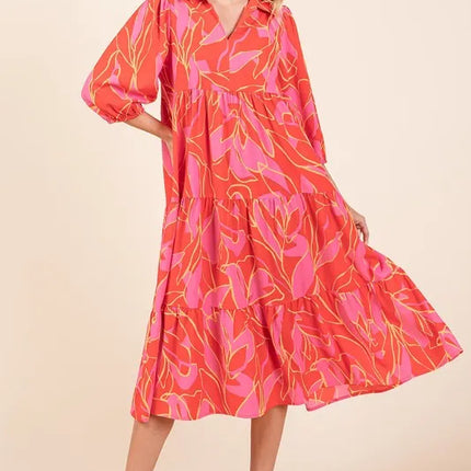 Mittoshop Tiered Printed Collared Neck Midi Dress - Image 3