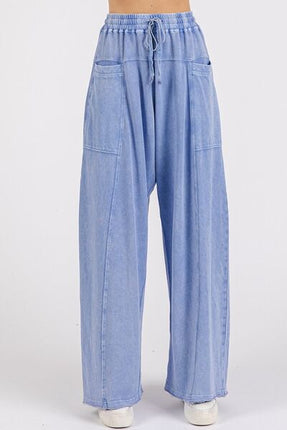 Mittoshop Mineral Wash Elastic Waist Baarrel Leg Baggy Pants - Image 7