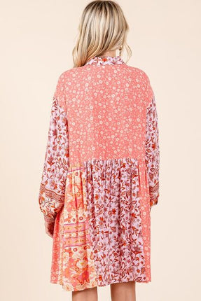 Mittoshop Floral Button Detail Long Sleeve Shirt Dress - Image 5