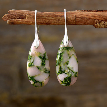 Teardrop Shape Natural Stone Dangle Earrings - Image 6