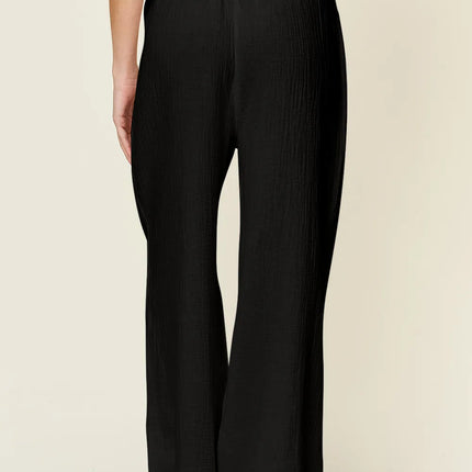 Double Take Full Size Texture Drawstring Wide Leg Pants - Image 2