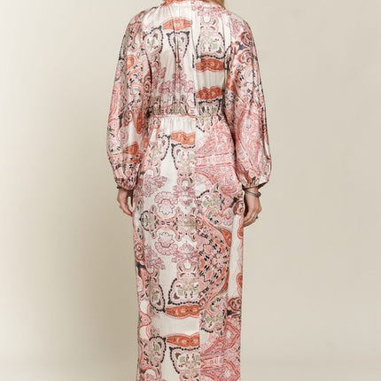 ADORA Printed V-Neck Batwing Sleeve Dress - Image 5