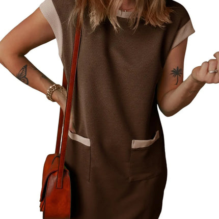 Round Neck Cap Sleeve Mini Dress - Image 20