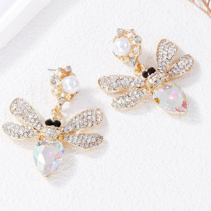 Natural Stone Bee Dangle Earrings - Image 2