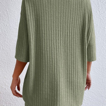 Round Neck Ribbed Top and Shorts Lounge Set - Image 2